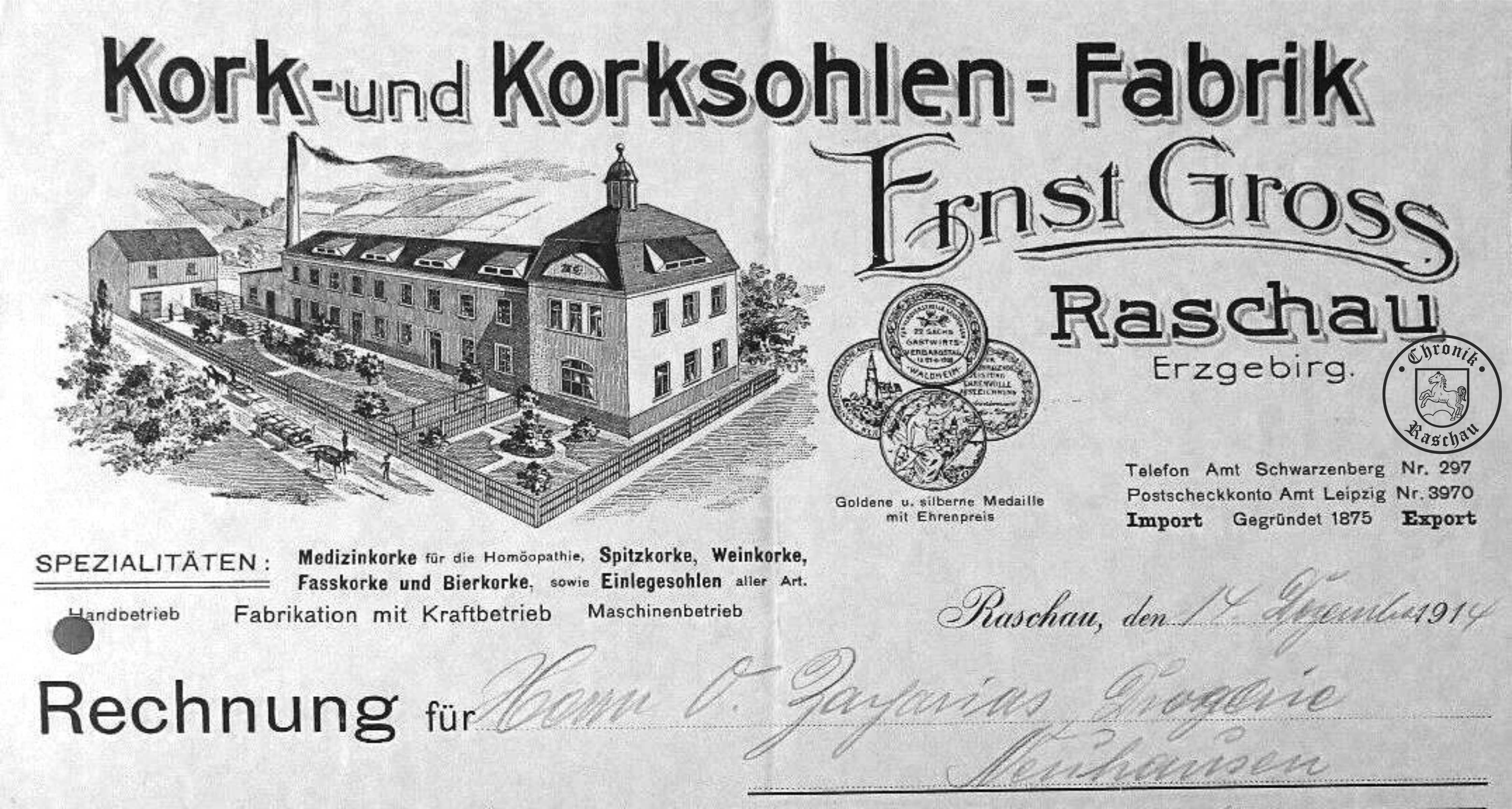 1914 Korkfabrik Ernst Gro